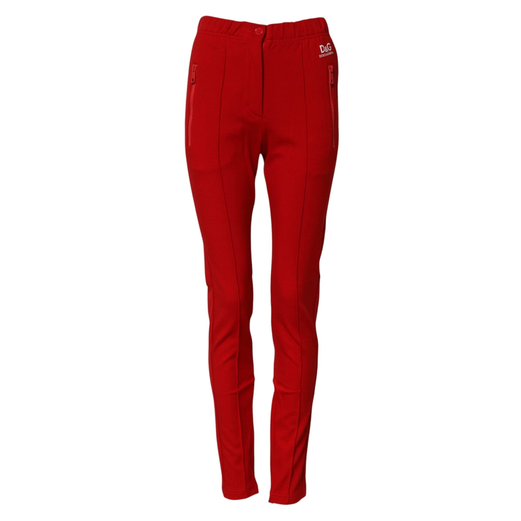 Dolce & Gabbana Red Mid Waist Slim Fit Pants by Dolce & Gabbana