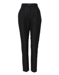 Dolce & Gabbana Black Stripes High Waist Tapered Pants by Dolce & Gabbana