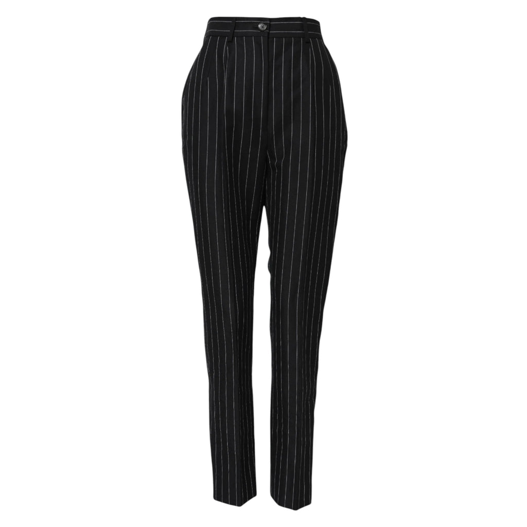 Dolce & Gabbana Black Stripes High Waist Tapered Pants by Dolce & Gabbana