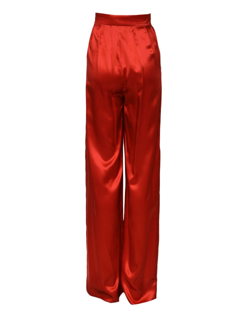 Dolce & Gabbana Red Satin High Waist Wide Leg Pants by Dolce & Gabbana
