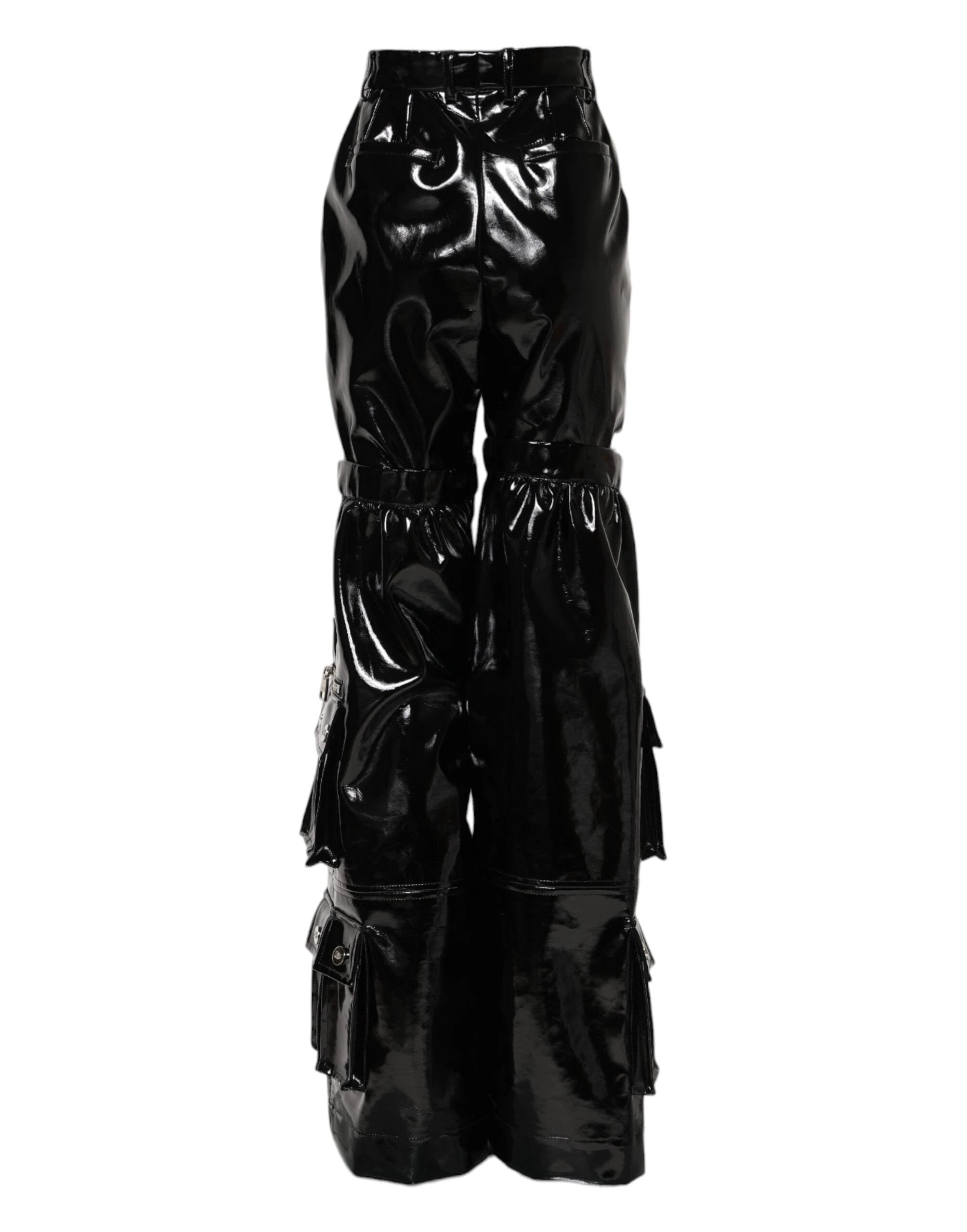 Dolce & Gabbana Black High Waist Cargo Bootcut Pants by Dolce & Gabbana