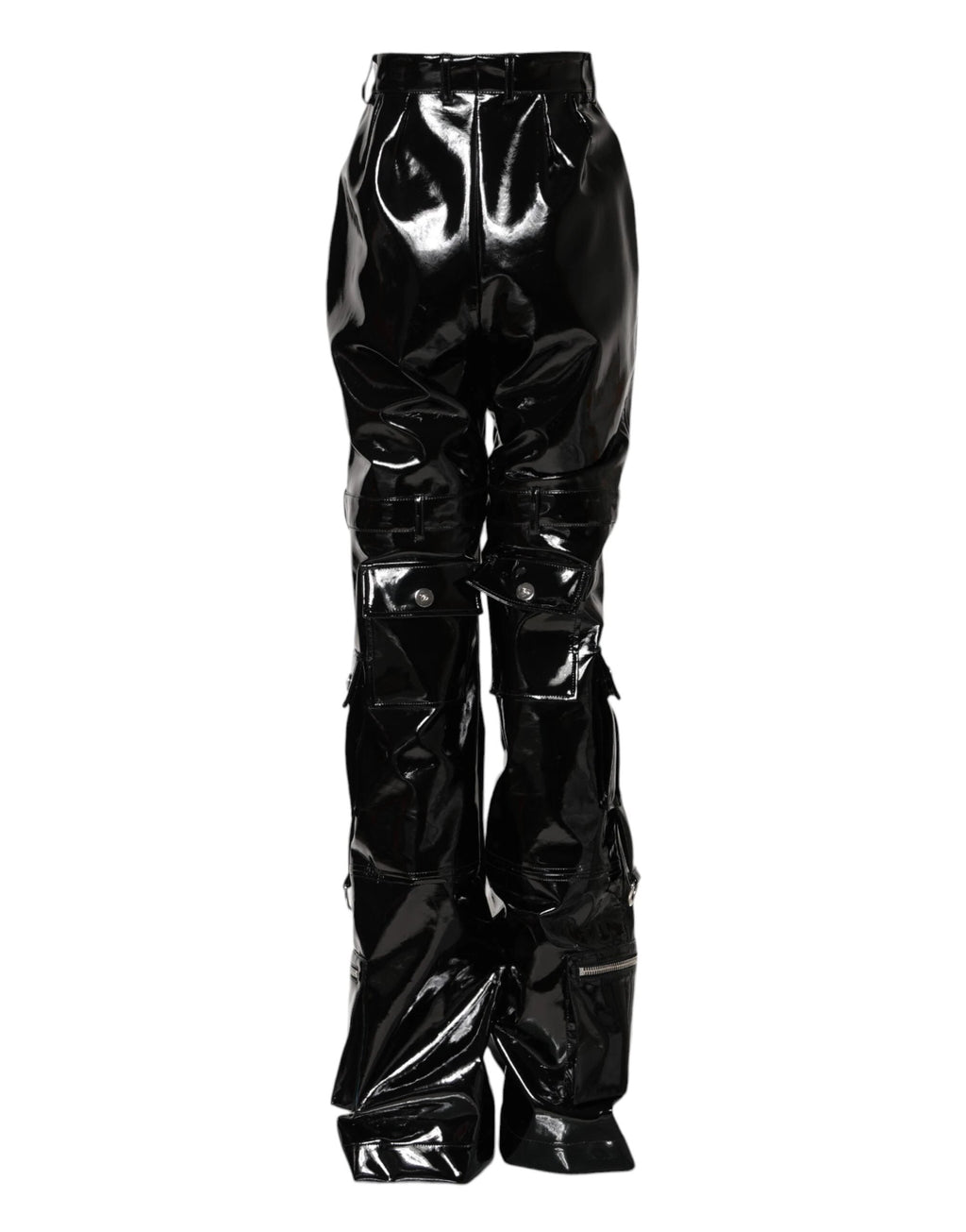 Dolce & Gabbana Black High Waist Cargo Bootcut Pants by Dolce & Gabbana