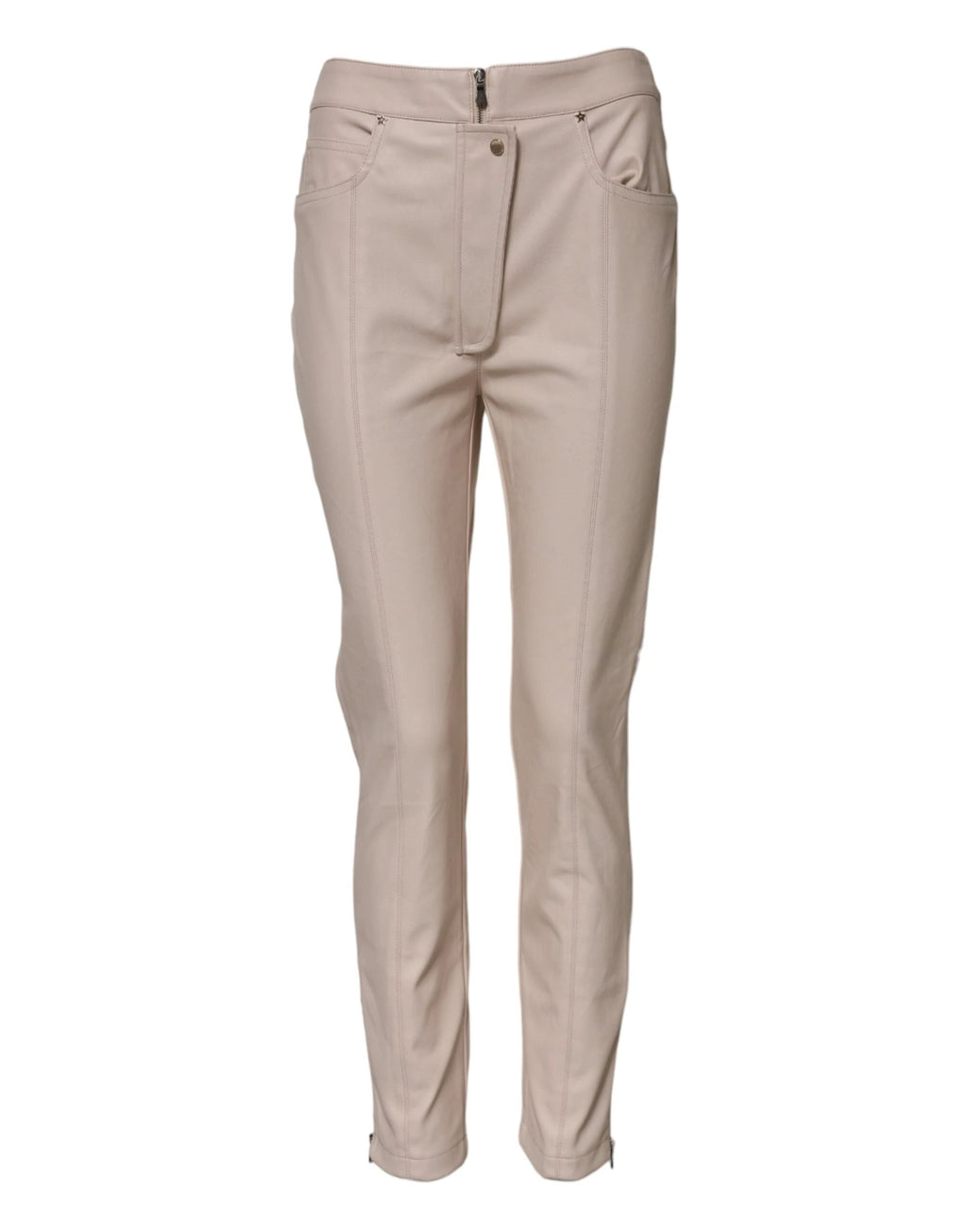 Elisabetta Franchi Beige High Waist Tapered Pants by Elisabetta Franchi