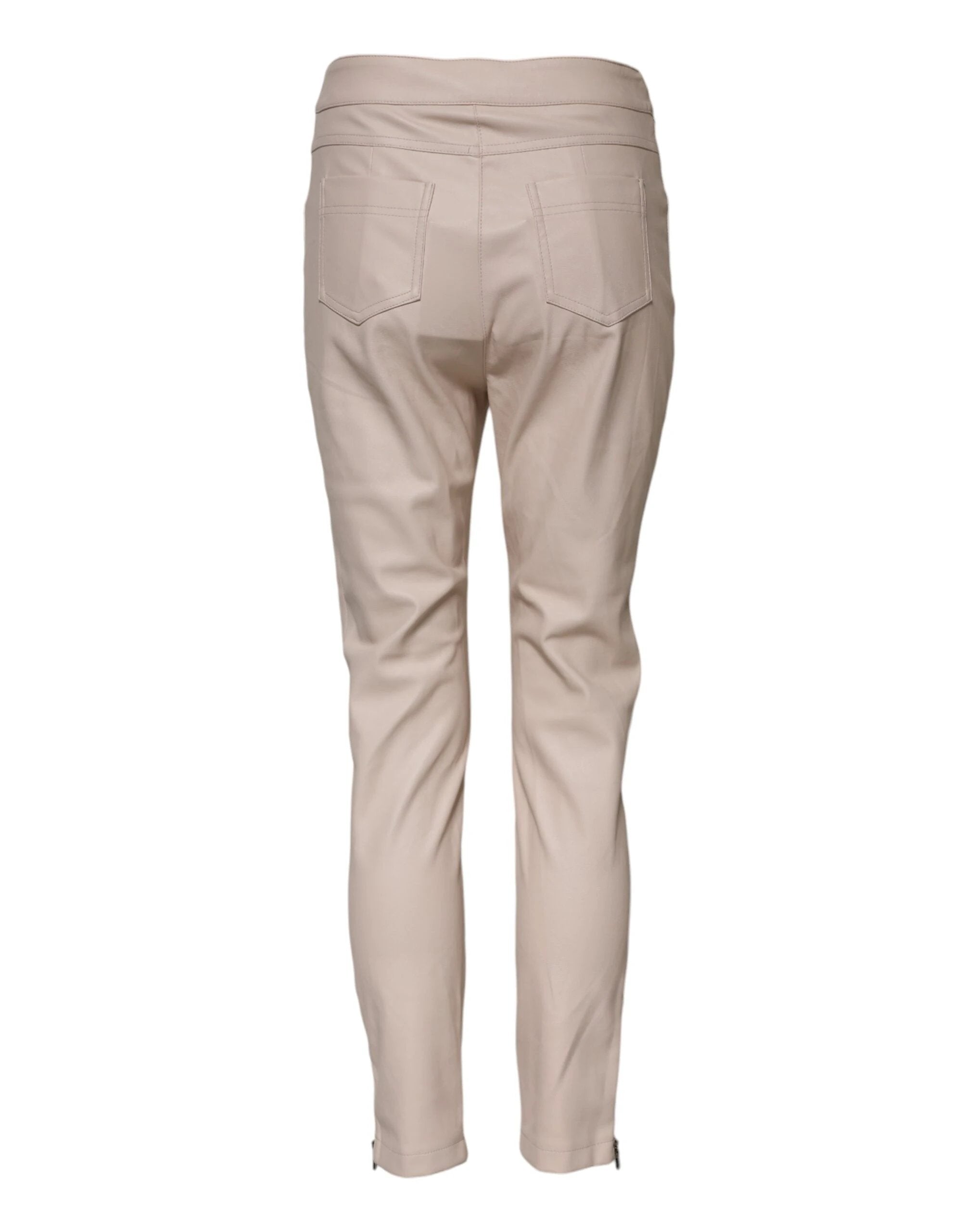 Elisabetta Franchi Beige High Waist Tapered Pants by Elisabetta Franchi