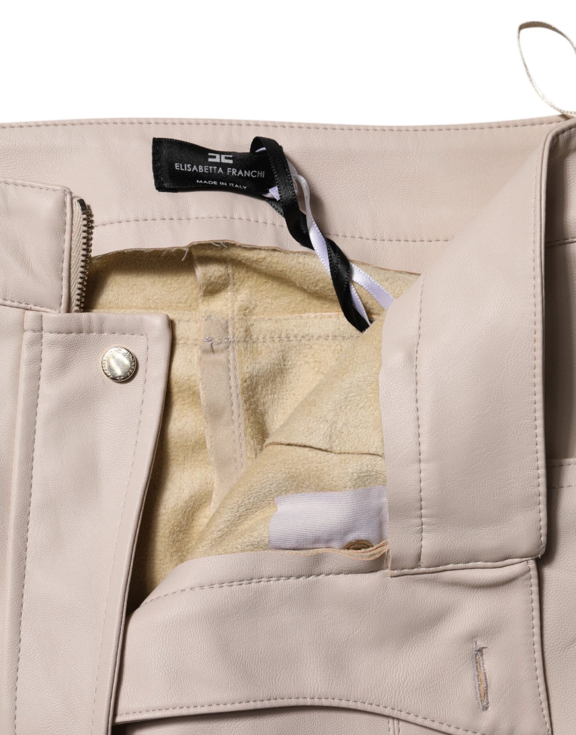 Elisabetta Franchi Beige High Waist Tapered Pants by Elisabetta Franchi