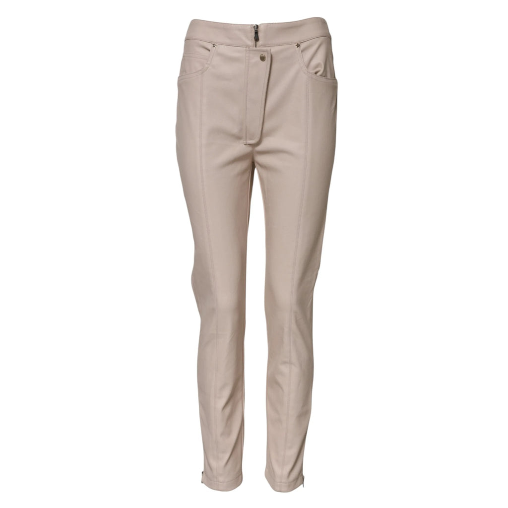 Elisabetta Franchi Beige High Waist Tapered Pants by Elisabetta Franchi