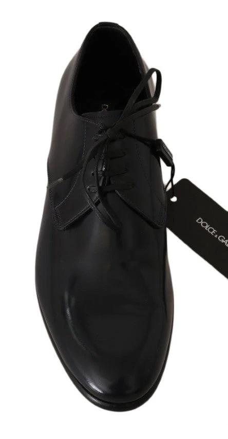 Dolce & Gabbana Blue Leather Polished Dress Derby Shoes by Dolce & Gabbana
