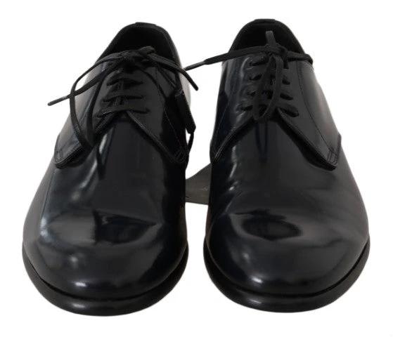 Dolce & Gabbana Blue Leather Polished Dress Derby Shoes by Dolce & Gabbana