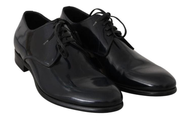 Dolce & Gabbana Blue Leather Polished Dress Derby Shoes by Dolce & Gabbana