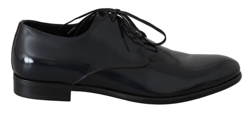 Dolce & Gabbana Blue Leather Polished Dress Derby Shoes by Dolce & Gabbana