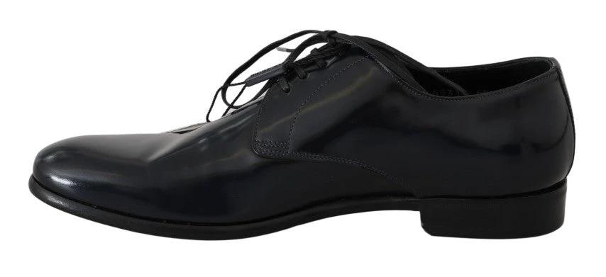 Dolce & Gabbana Blue Leather Polished Dress Derby Shoes by Dolce & Gabbana