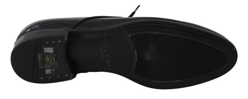 Dolce & Gabbana Blue Leather Polished Dress Derby Shoes by Dolce & Gabbana