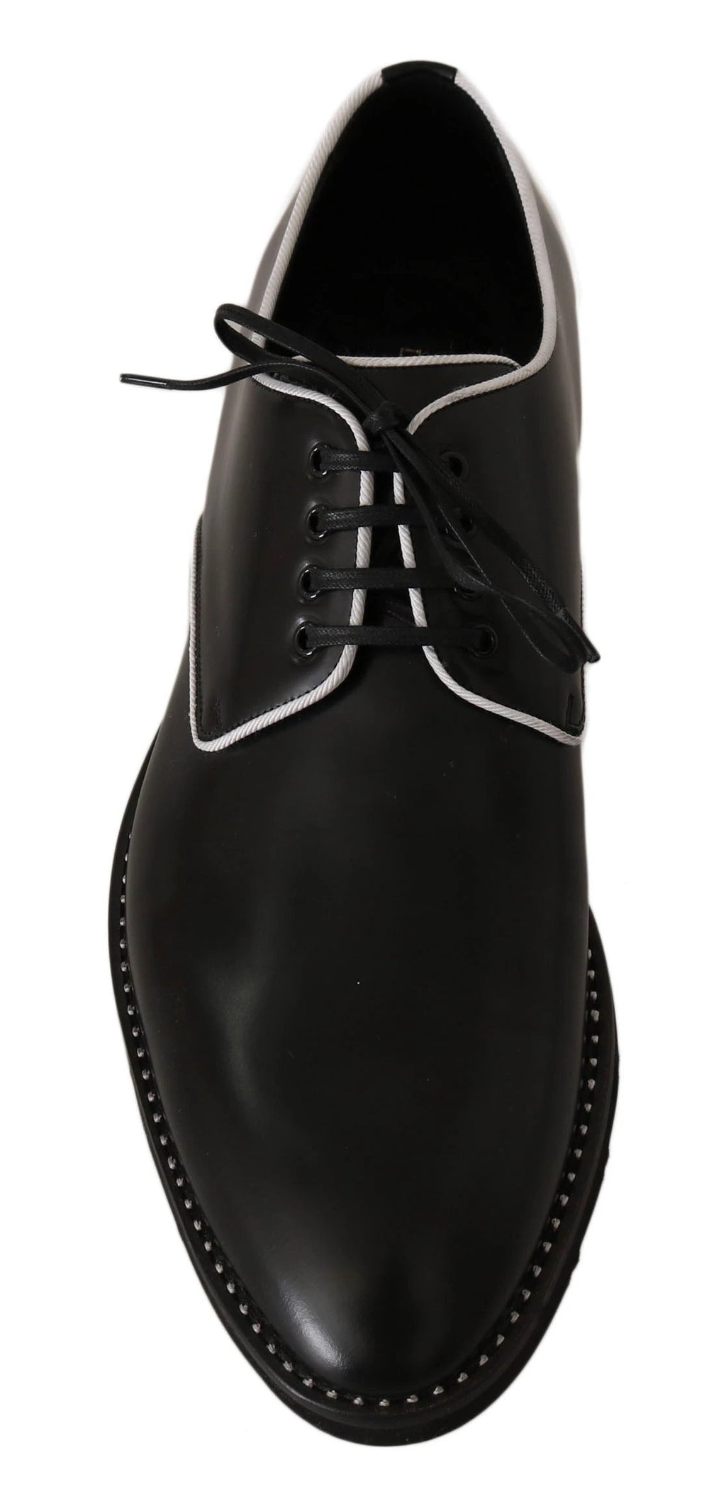 Dolce & Gabbana Black Leather White Line Dress Derby Shoes by Dolce & Gabbana