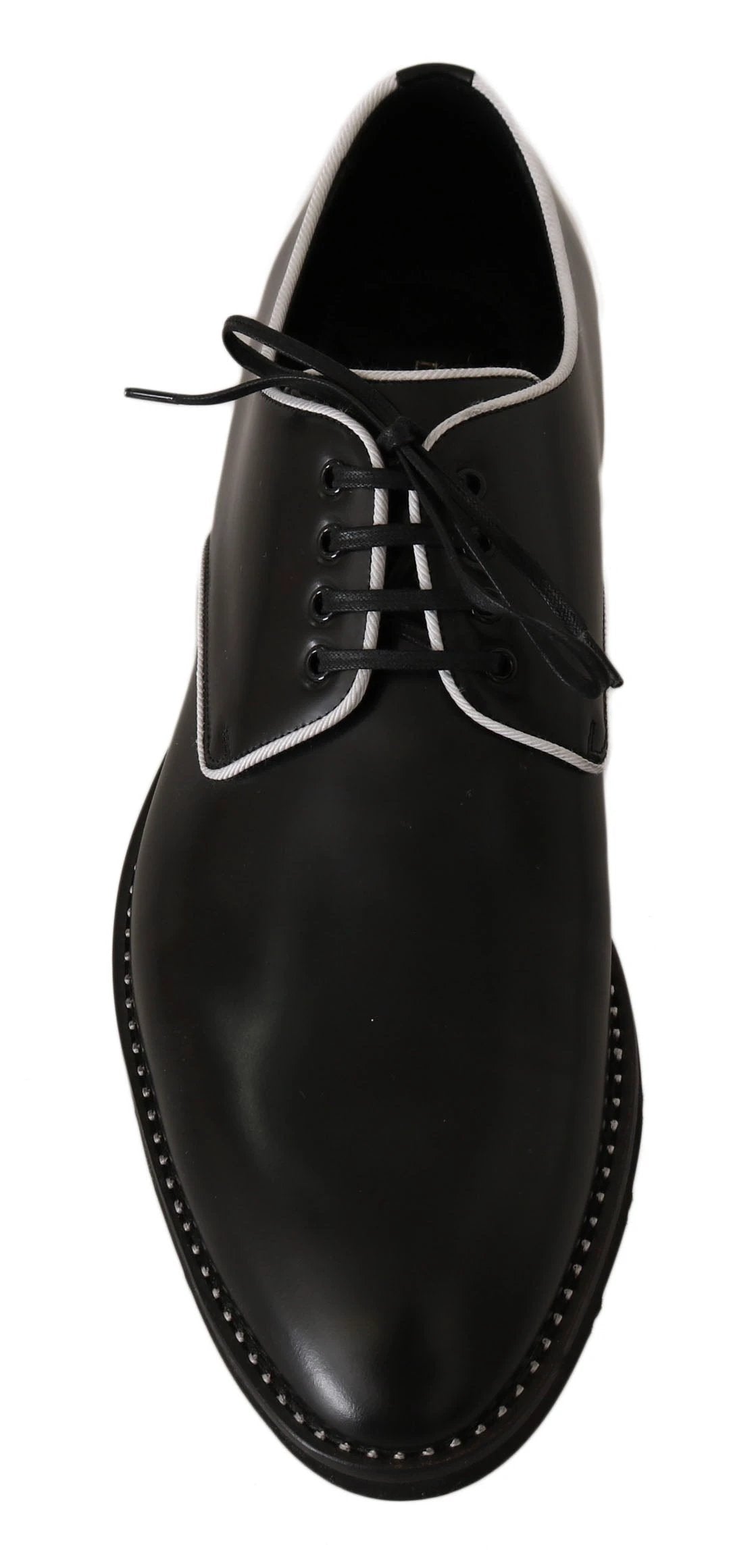 Dolce & Gabbana Black Leather White Line Dress Derby Shoes by Dolce & Gabbana