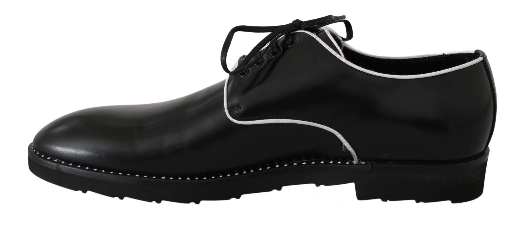 Dolce & Gabbana Black Leather White Line Dress Derby Shoes by Dolce & Gabbana