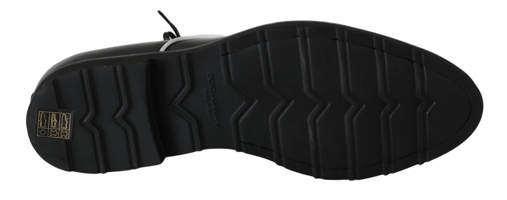 Dolce & Gabbana Black Leather White Line Dress Derby Shoes by Dolce & Gabbana