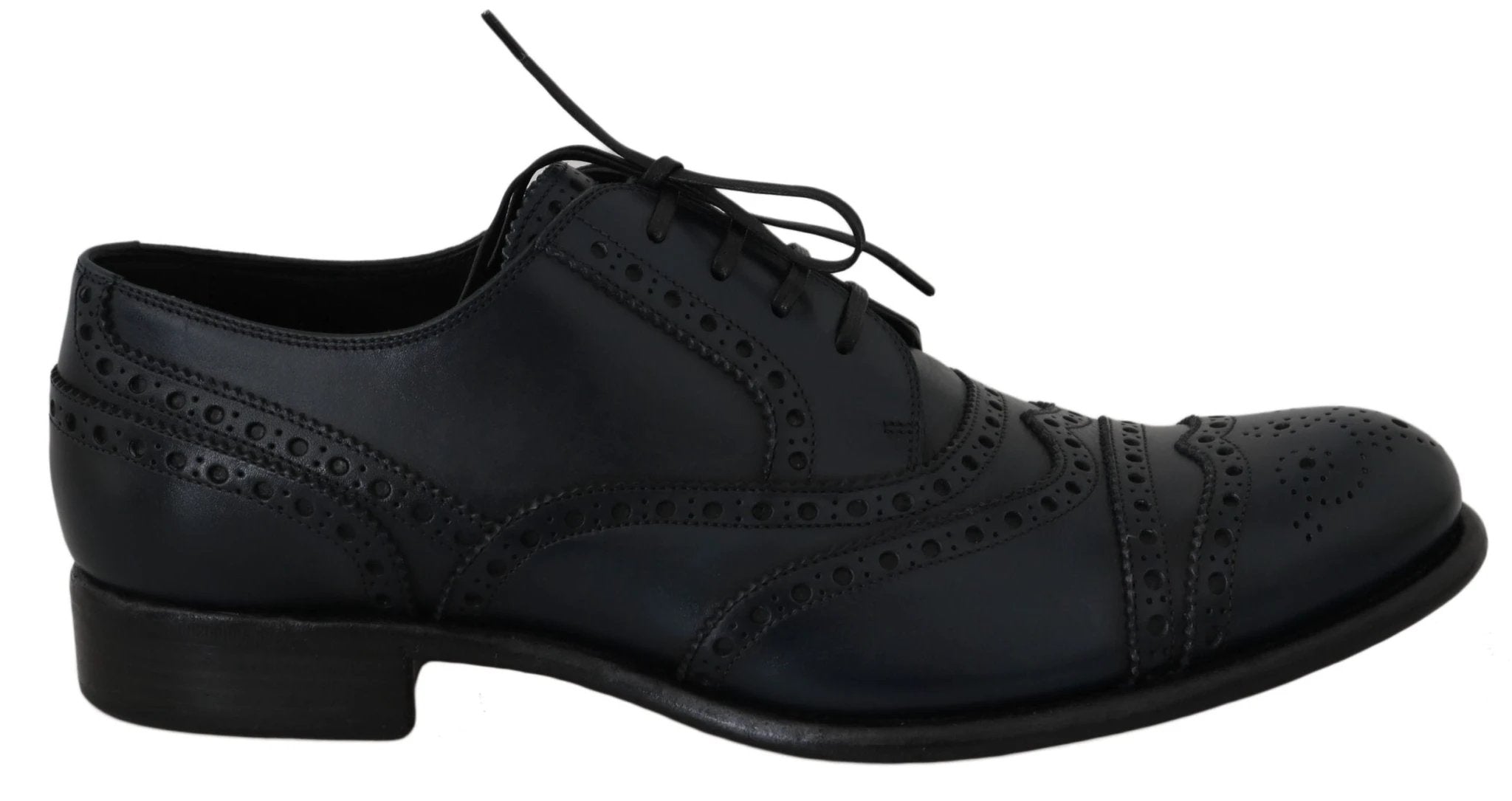 Dolce & Gabbana Dark Blue Leather Wingtip Oxford Dress Shoes by Dolce & Gabbana