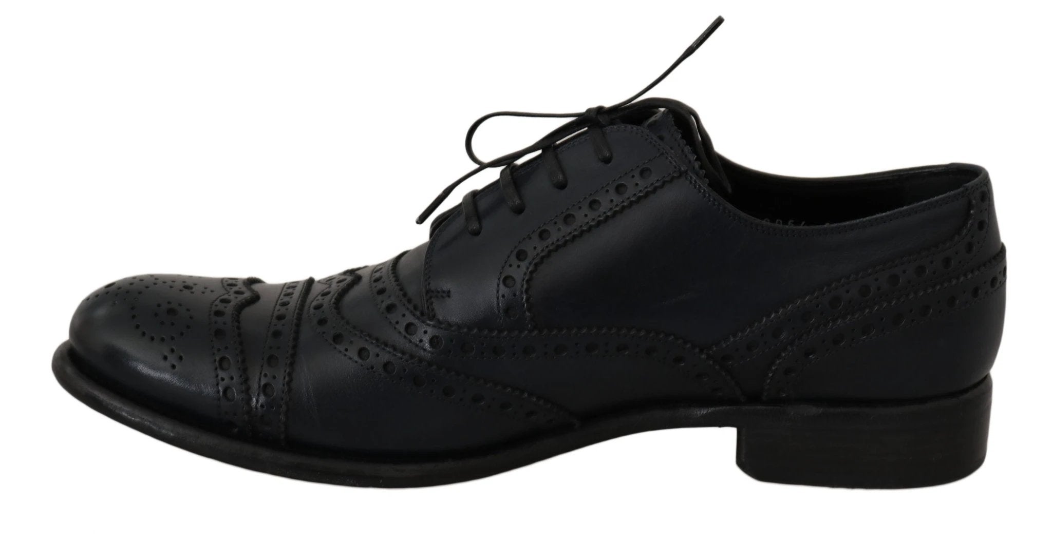 Dolce & Gabbana Dark Blue Leather Wingtip Oxford Dress Shoes by Dolce & Gabbana