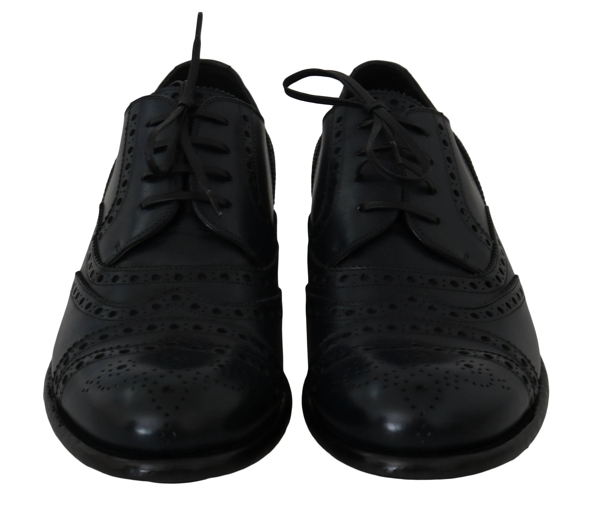 Dolce & Gabbana Dark Blue Leather Wingtip Oxford Dress Shoes by Dolce & Gabbana