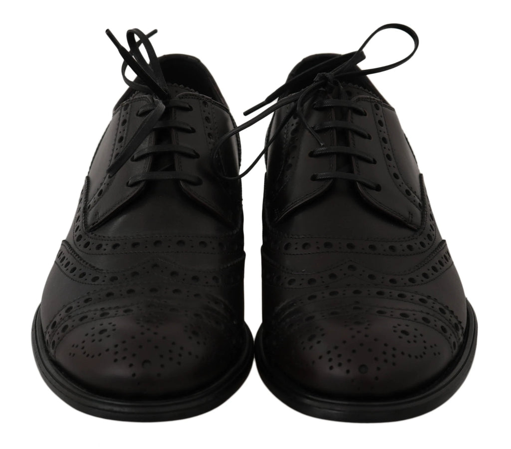Dolce & Gabbana Black Leather Wingtip Oxford Dress Shoes by Dolce & Gabbana