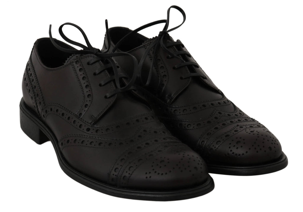 Dolce & Gabbana Black Leather Wingtip Oxford Dress Shoes by Dolce & Gabbana