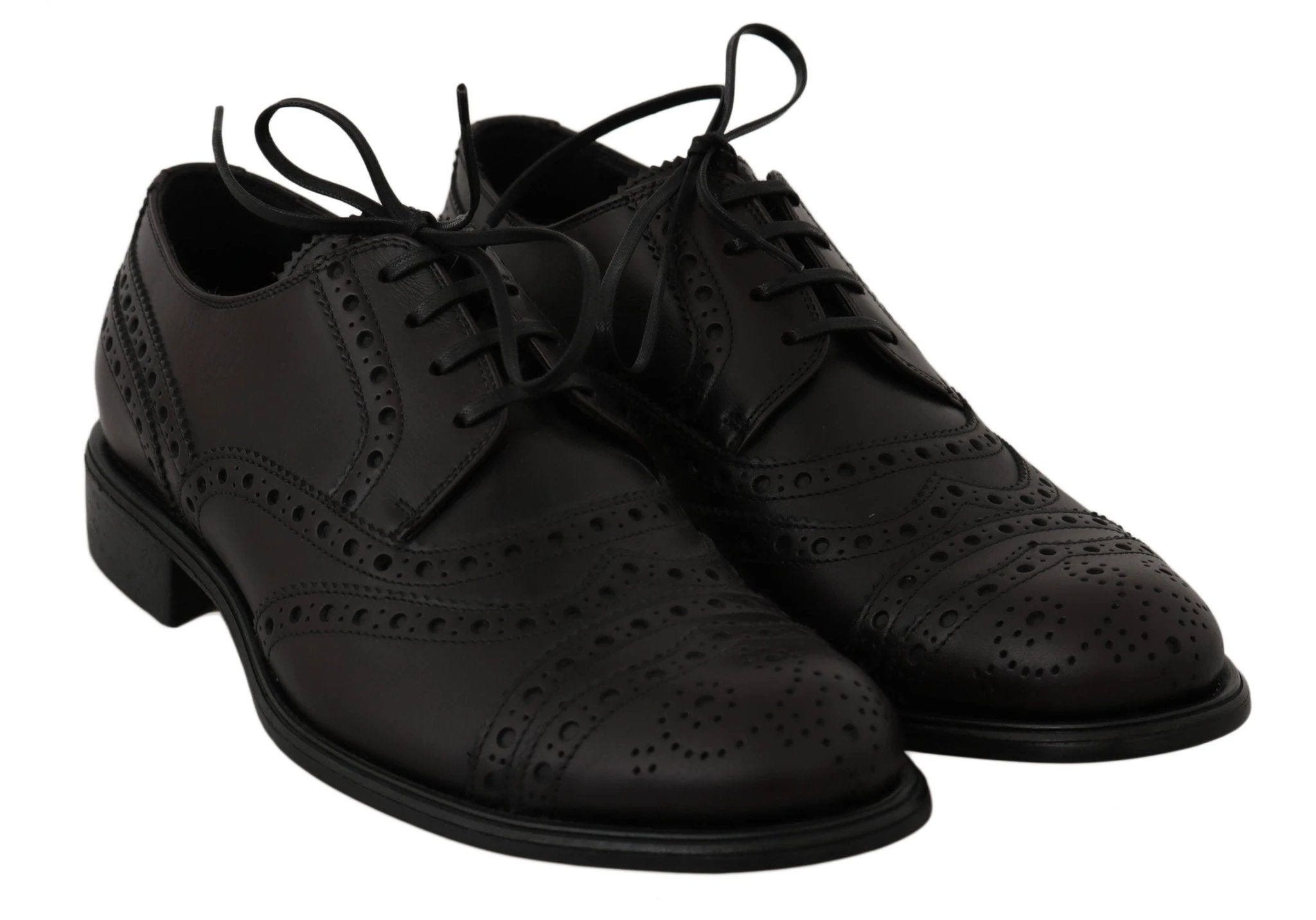 Dolce & Gabbana Black Leather Wingtip Oxford Dress Shoes by Dolce & Gabbana