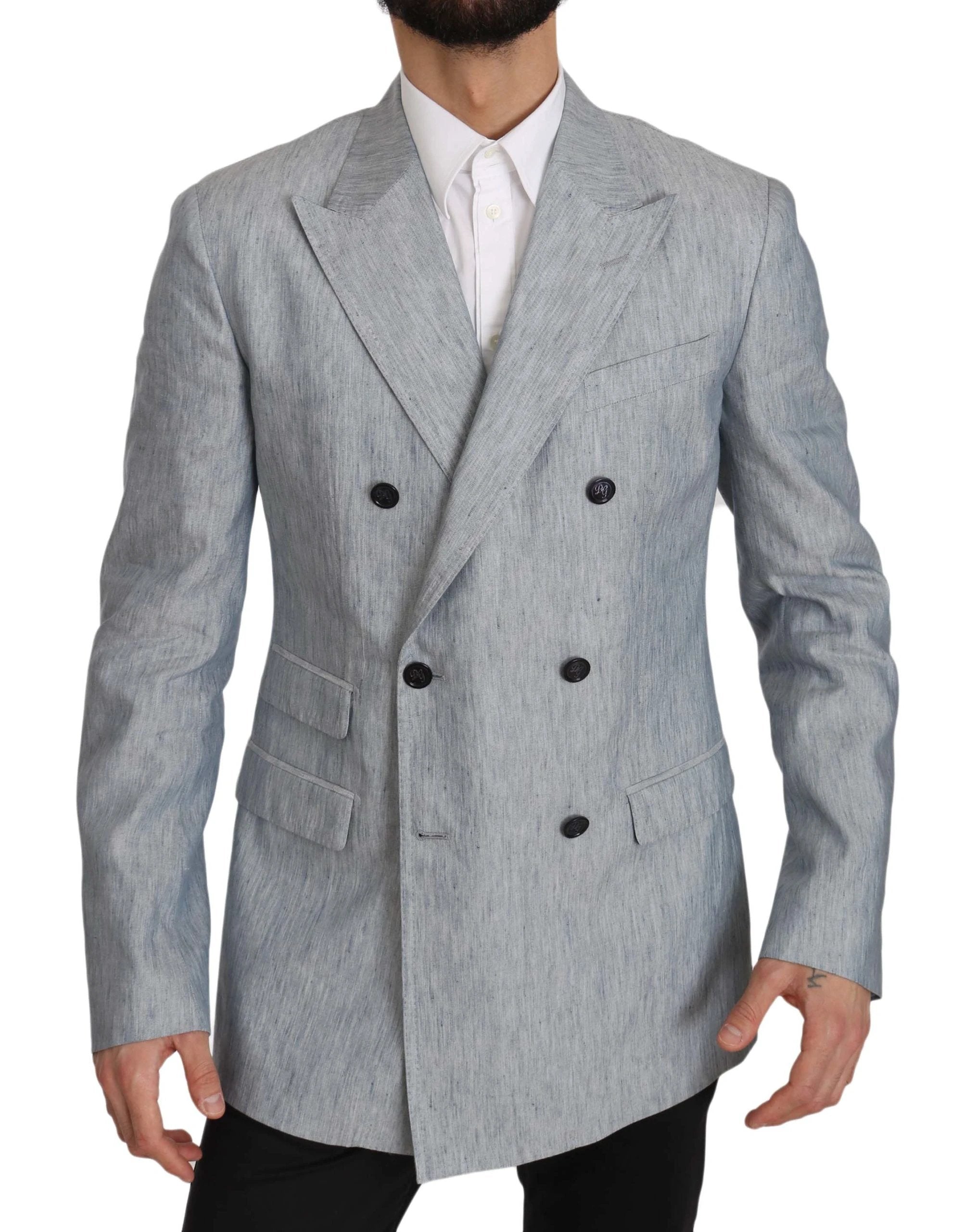 Dolce & Gabbana Blue Flax NAPOLI Jacket Coat Blazer by Dolce & Gabbana