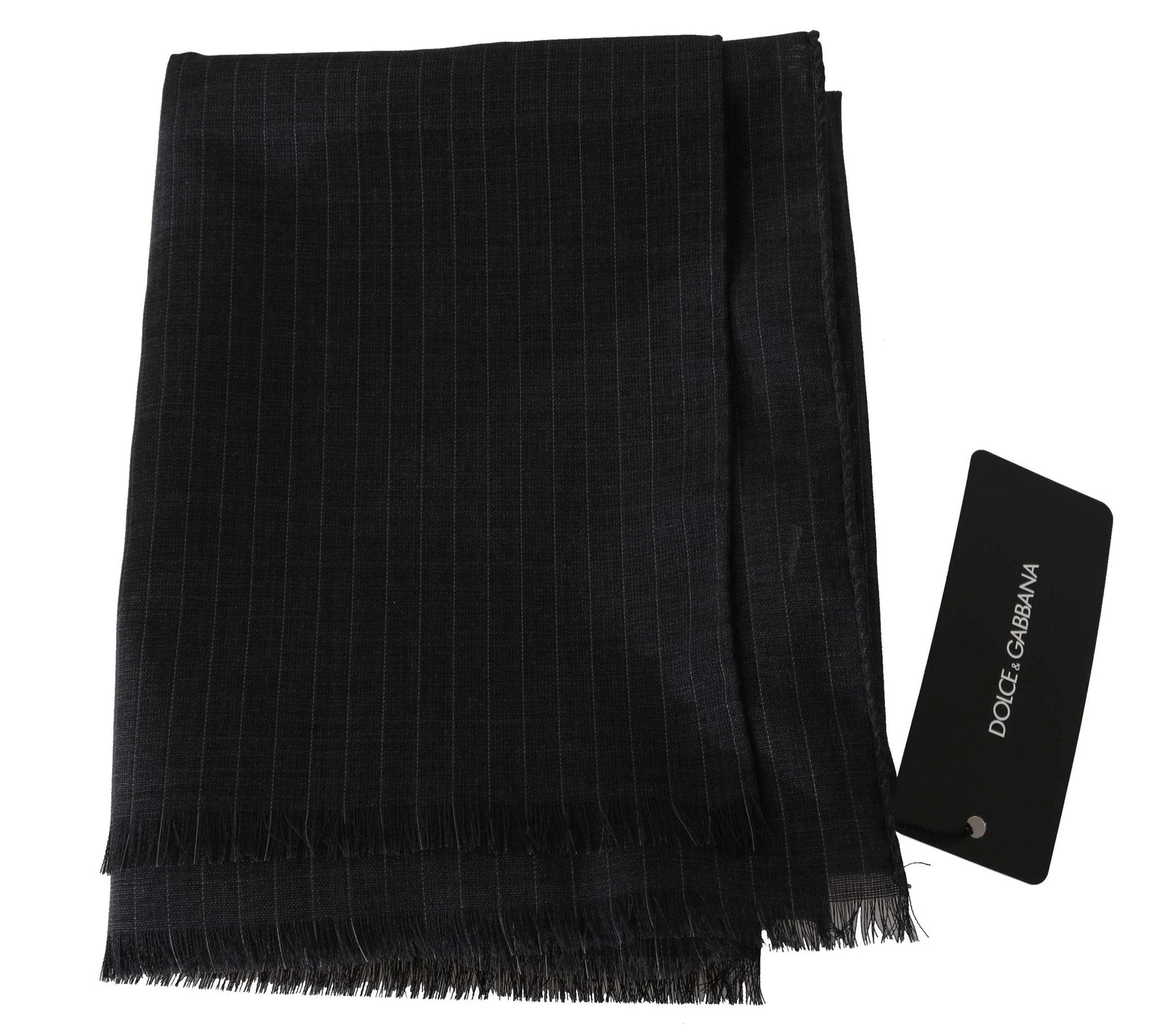 Dolce & Gabbana Gray 100% Wool Striped Pattern Wrap Scarf by Dolce & Gabbana