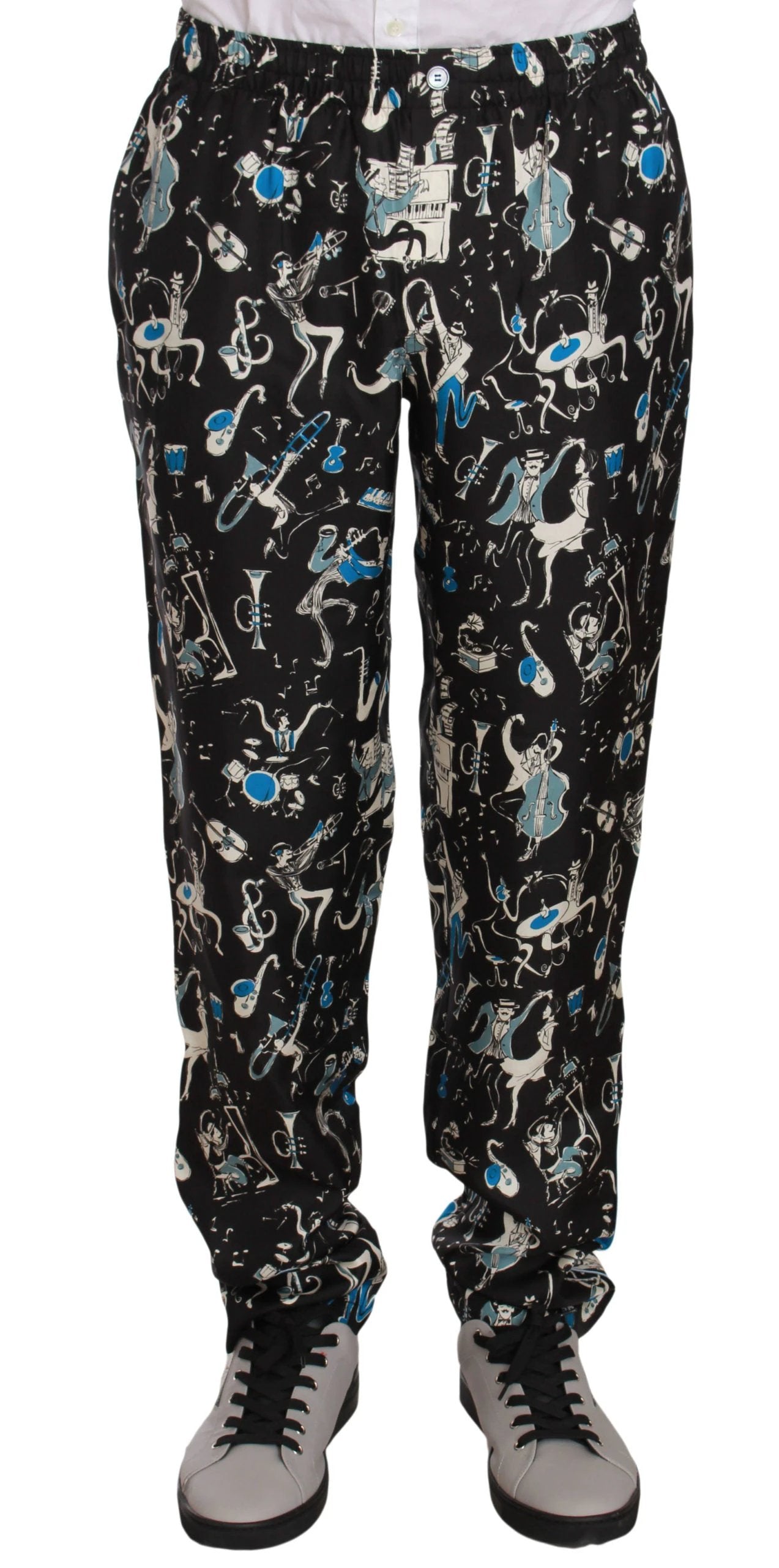 Dolce & Gabbana Black Musical Instrument Sleepwear Pants by Dolce & Gabbana