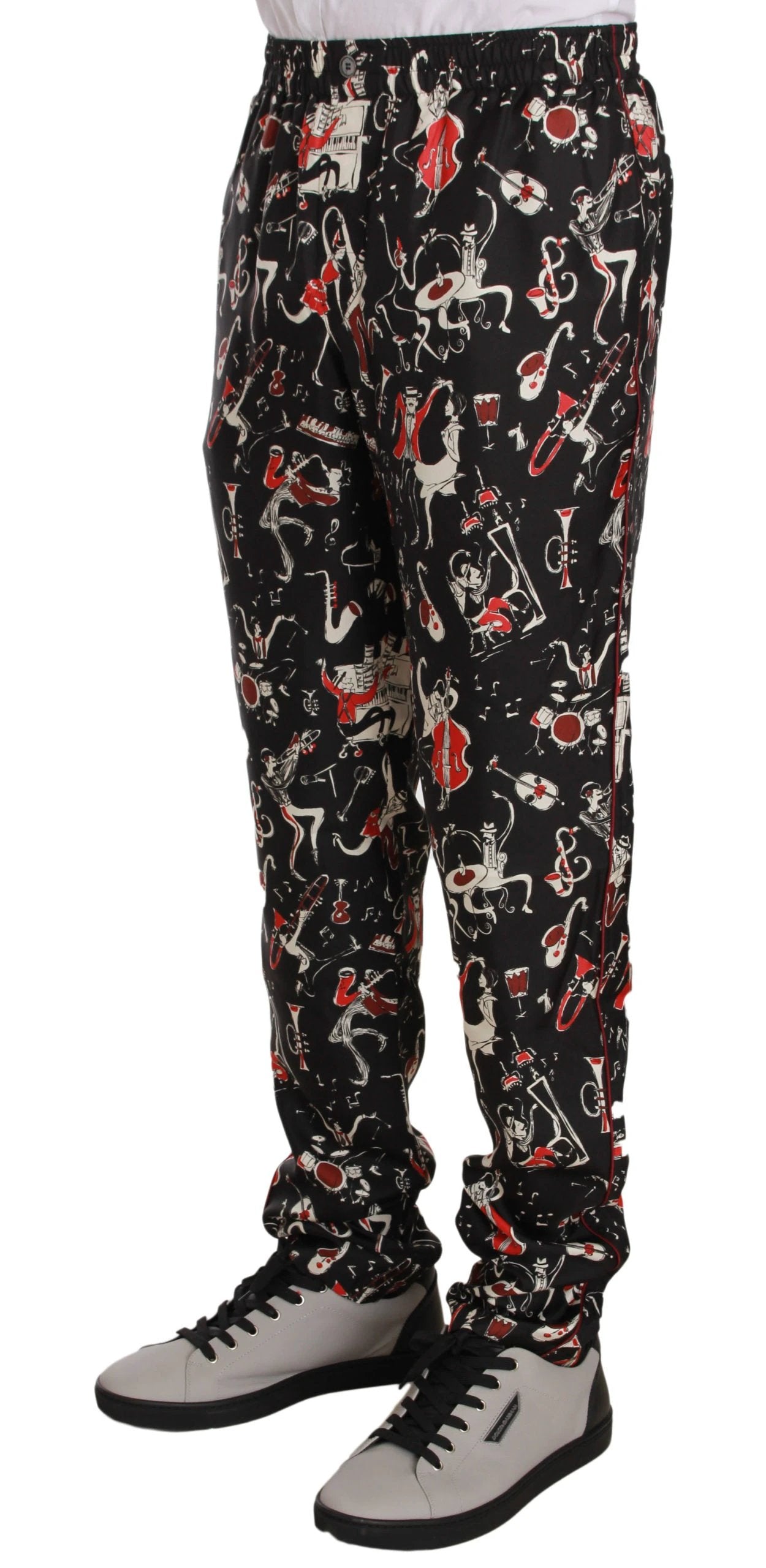 Dolce & Gabbana Red Musical Instrument Print Sleepwear Pants by Dolce & Gabbana