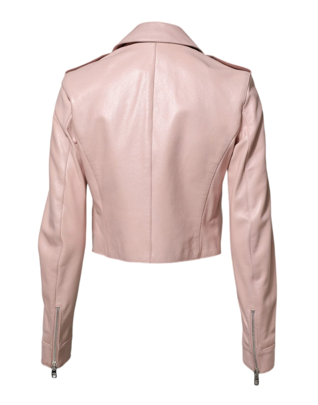 Dolce & Gabbana Light Pink Collar Leather Women Biker Jacket by Dolce & Gabbana