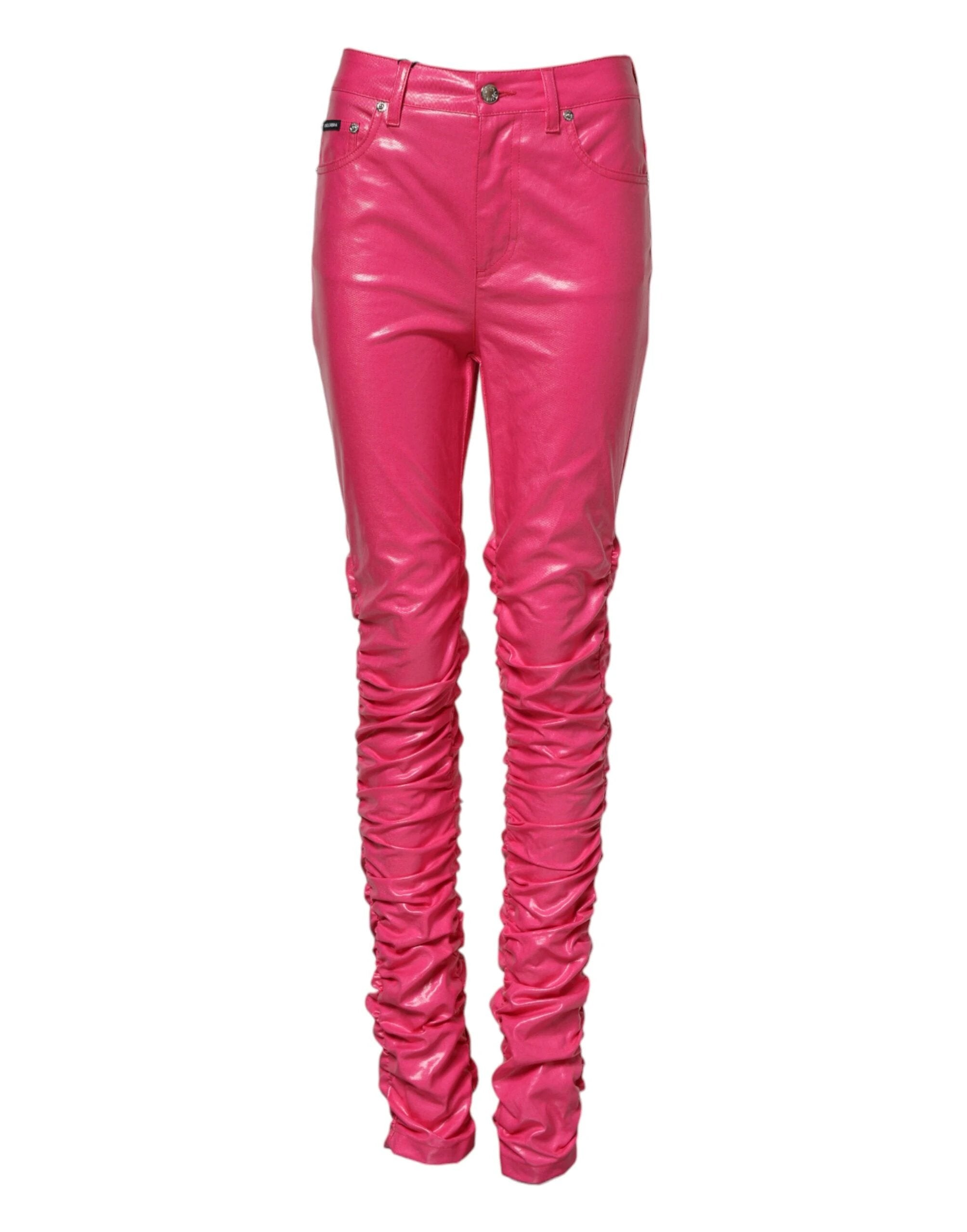 Dolce & Gabbana Pink Cotton High Waisted Skinny Denim Jeans by Dolce & Gabbana
