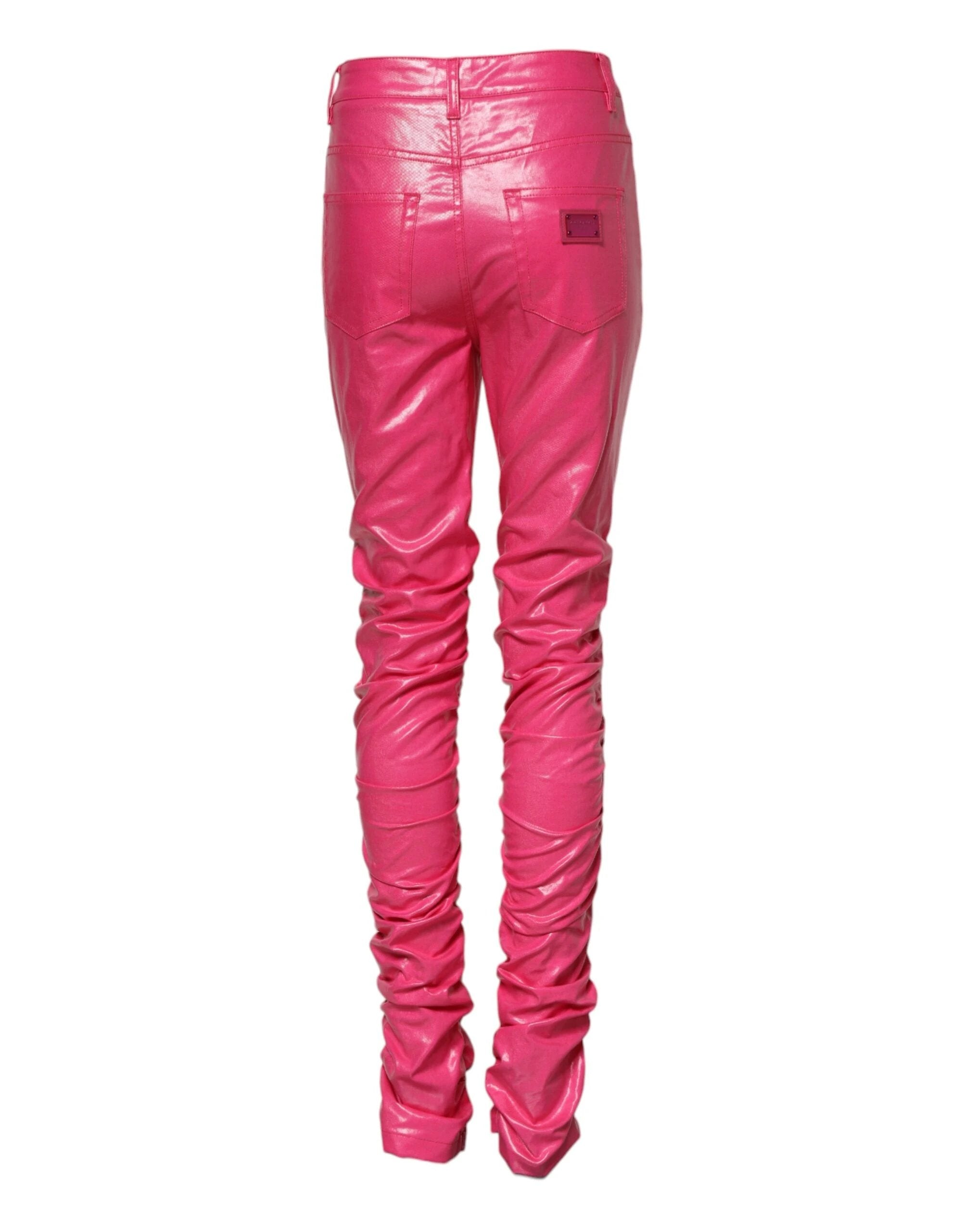 Dolce & Gabbana Pink Cotton High Waisted Skinny Denim Jeans by Dolce & Gabbana
