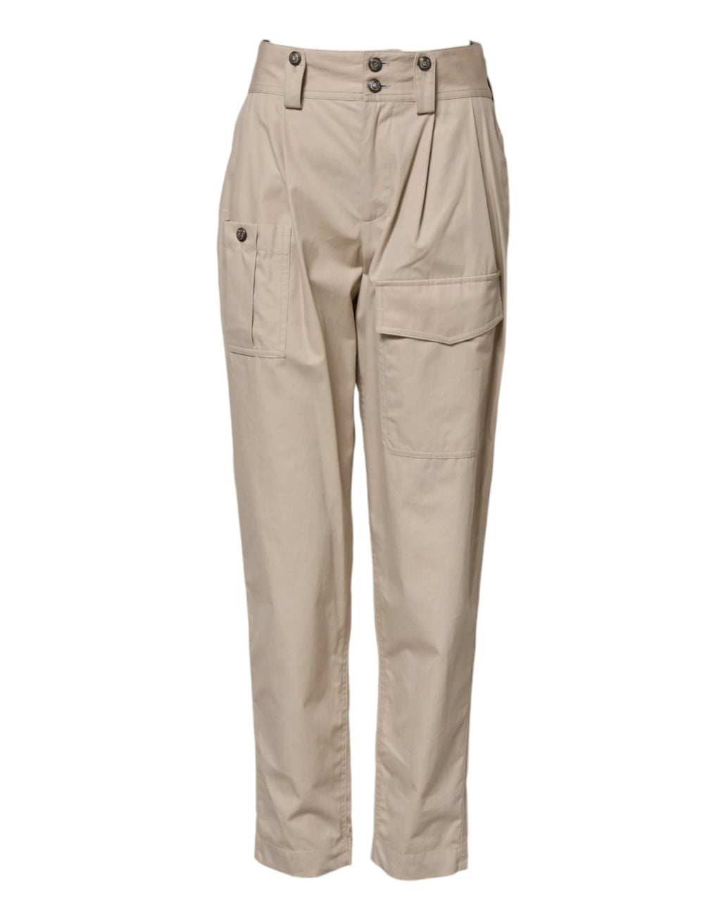 Dolce & Gabbana Beige Cotton High Waisted Pants by Dolce & Gabbana