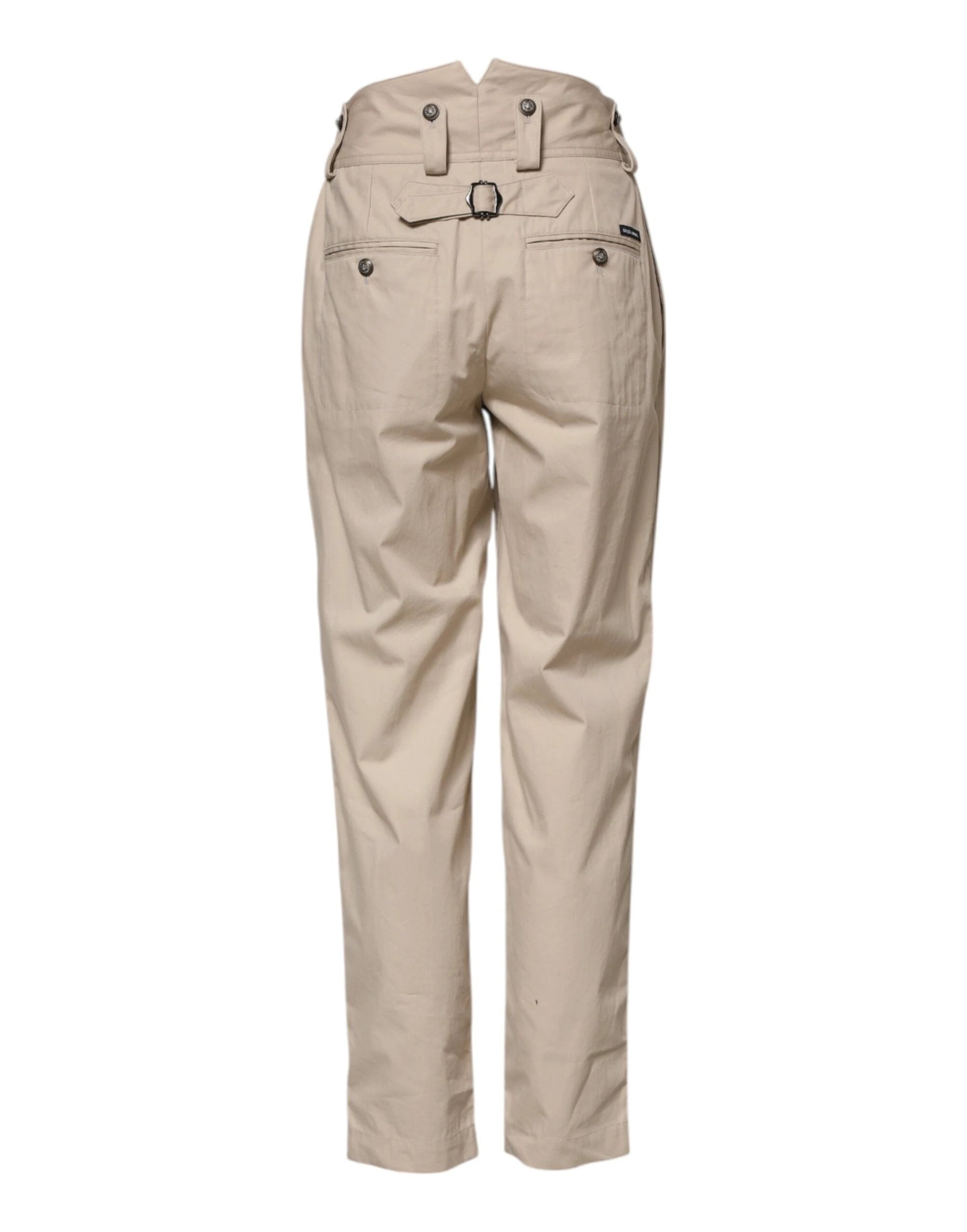 Dolce & Gabbana Beige Cotton High Waisted Pants by Dolce & Gabbana