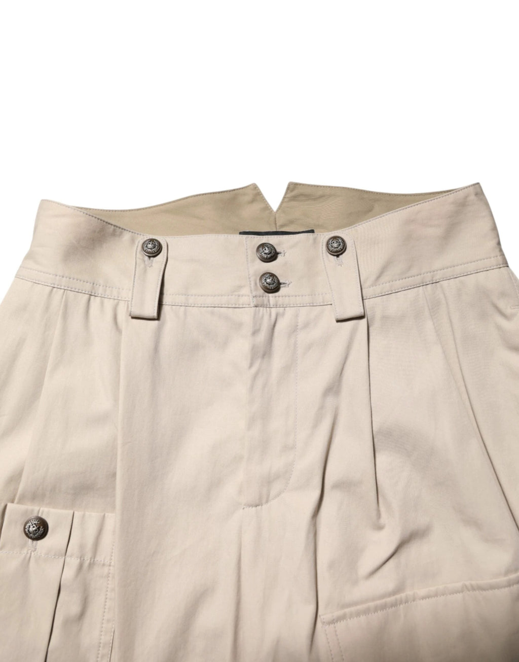 Dolce & Gabbana Beige Cotton High Waisted Pants by Dolce & Gabbana