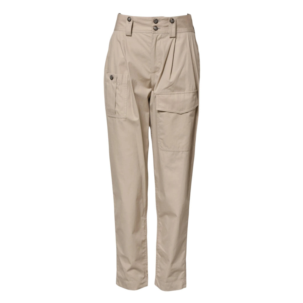 Dolce & Gabbana Beige Cotton High Waisted Pants by Dolce & Gabbana