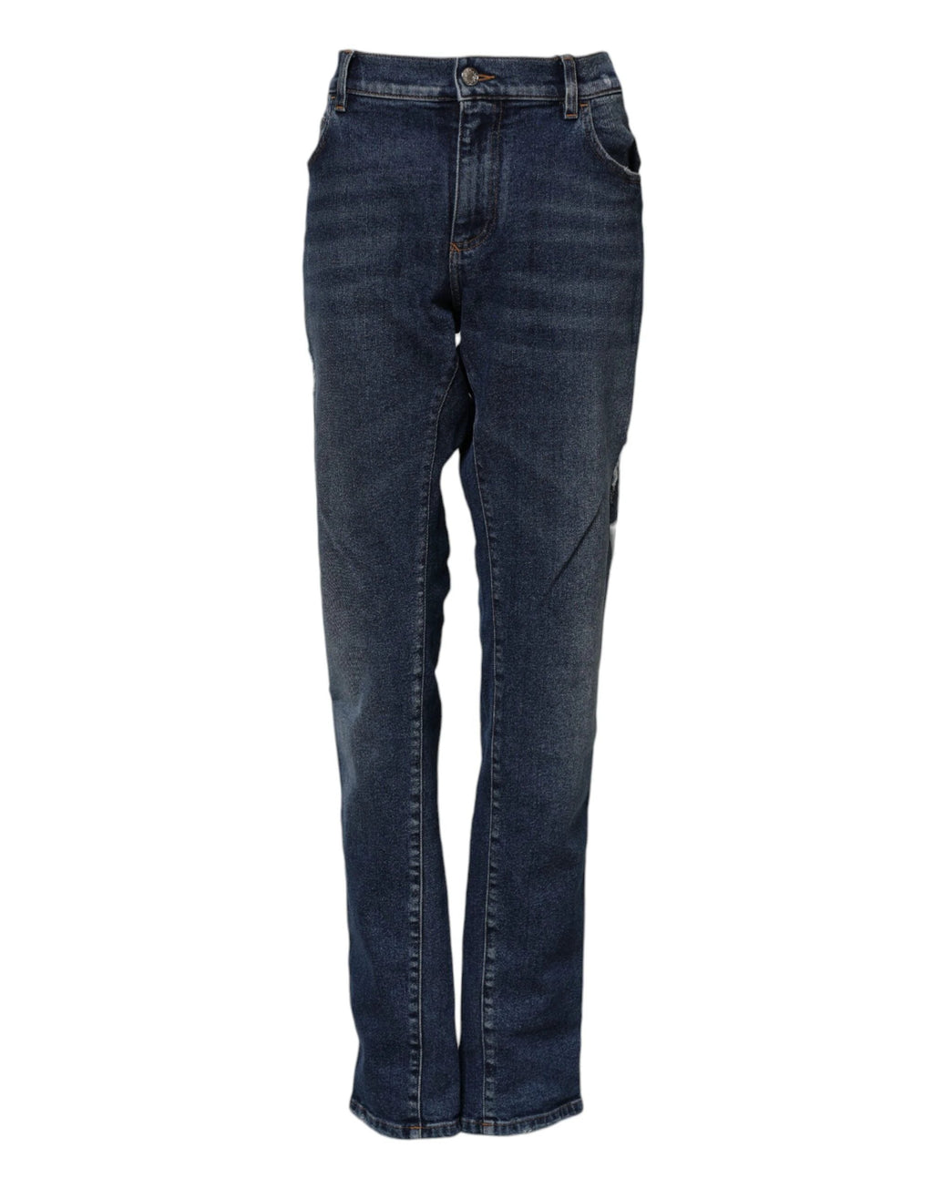 Dolce & Gabbana Blue Cotton Mid Waisted Straight Denim Jeans by Dolce & Gabbana