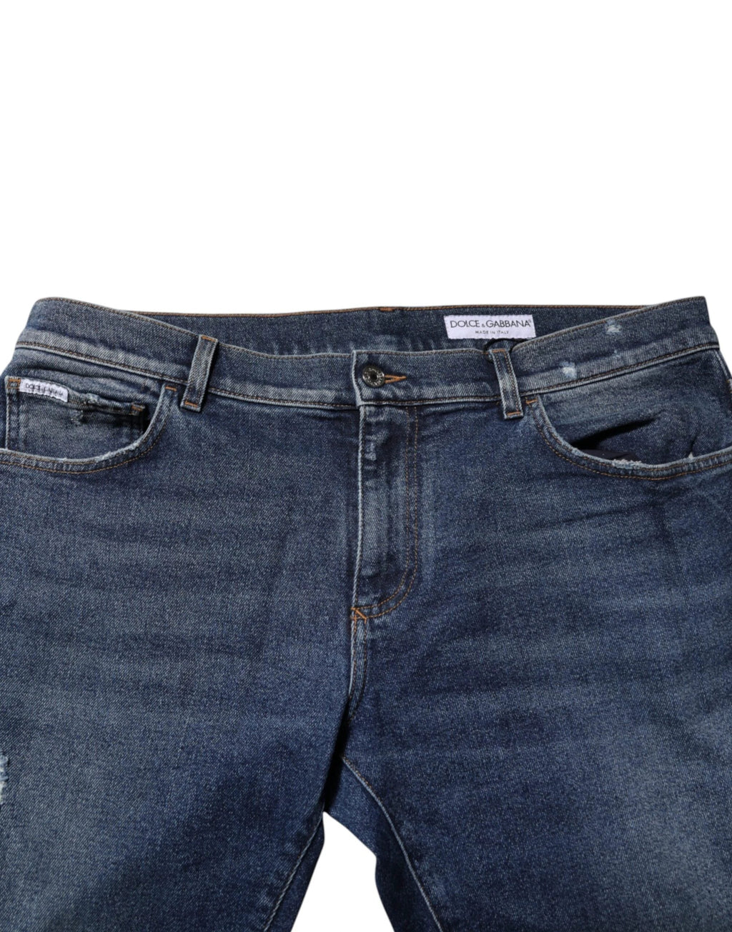 Dolce & Gabbana Blue Cotton Mid Waisted Straight Denim Jeans by Dolce & Gabbana