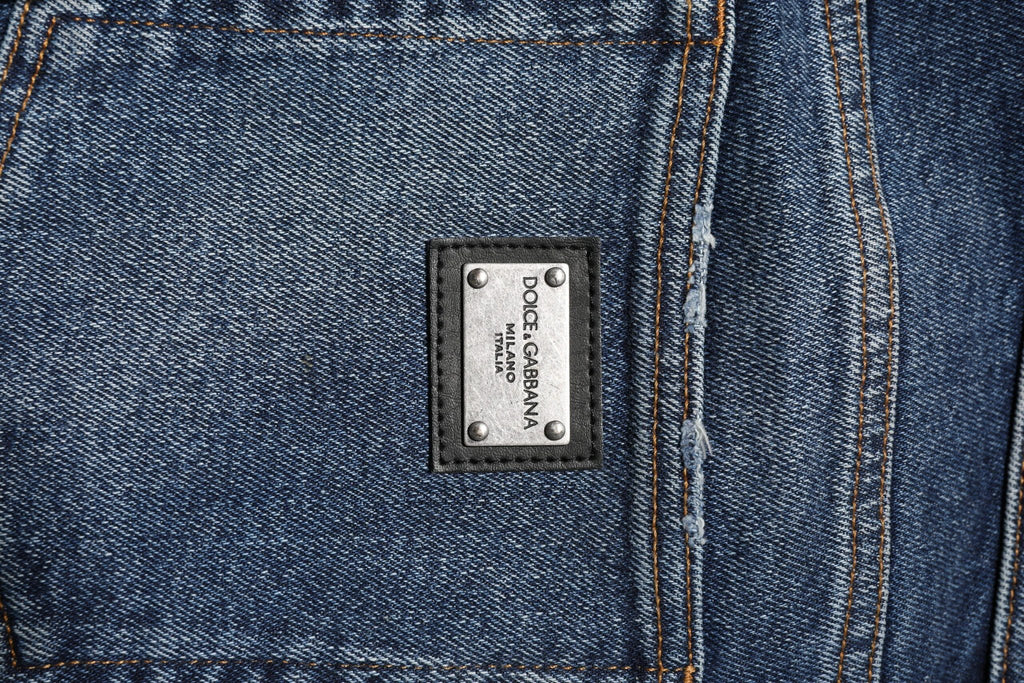 Dolce & Gabbana Blue Cotton Mid Waisted Straight Denim Jeans by Dolce & Gabbana