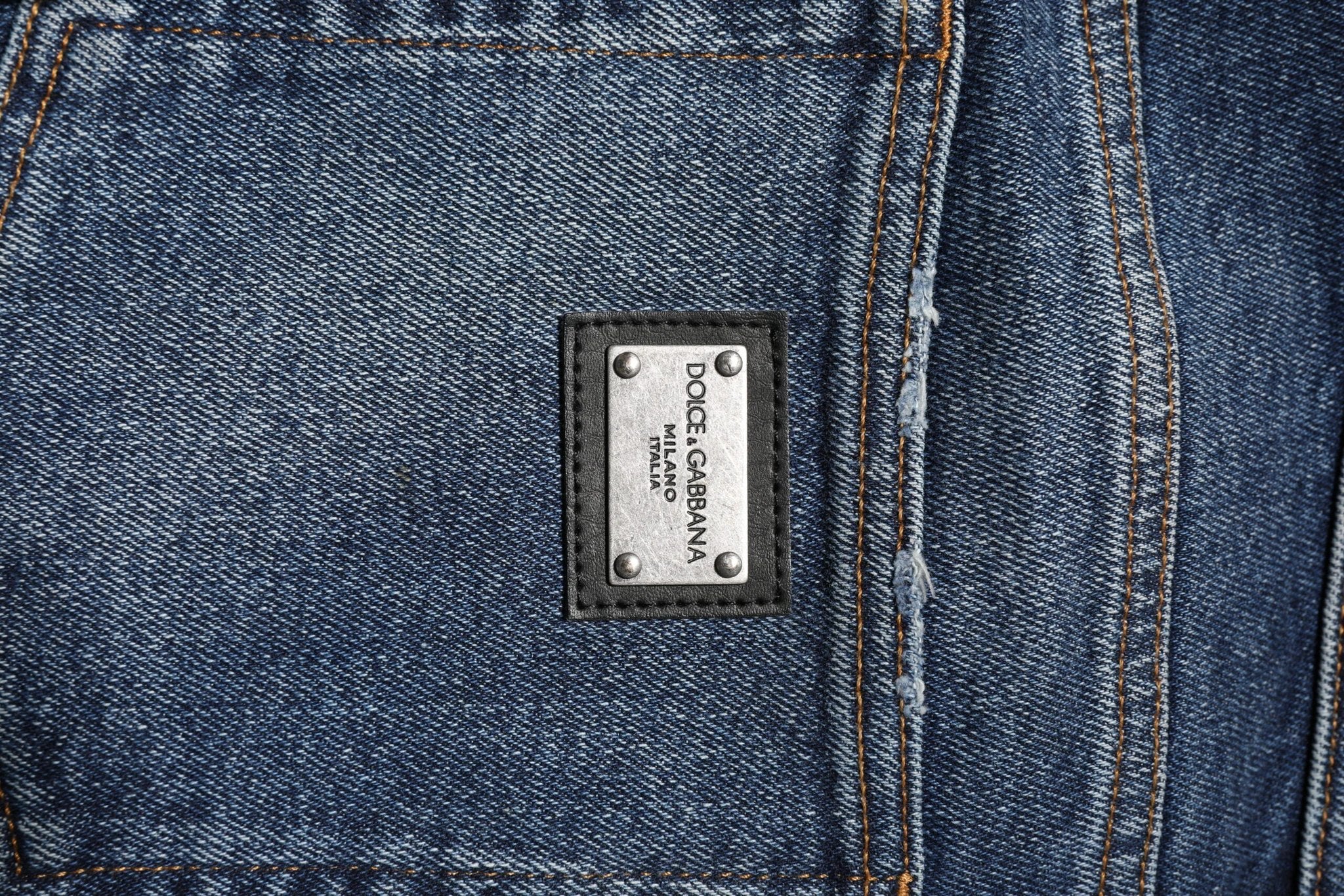Dolce & Gabbana Blue Cotton Mid Waisted Straight Denim Jeans by Dolce & Gabbana