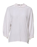 Dolce & Gabbana White Ruffled Neckline Blouse Pullover Top by Dolce & Gabbana
