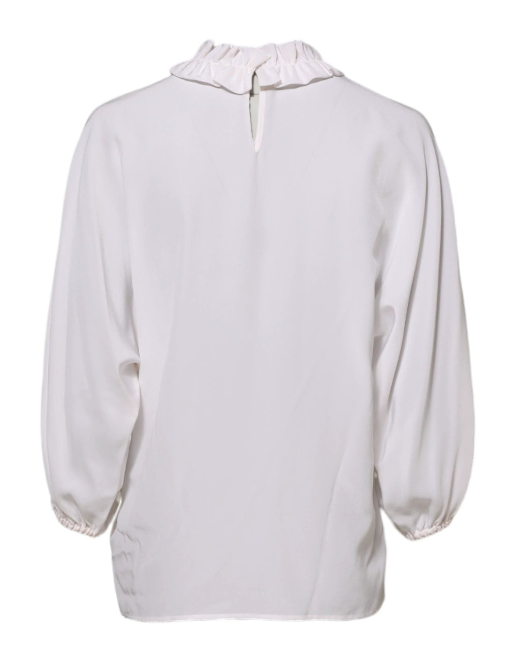 Dolce & Gabbana White Ruffled Neckline Blouse Pullover Top by Dolce & Gabbana