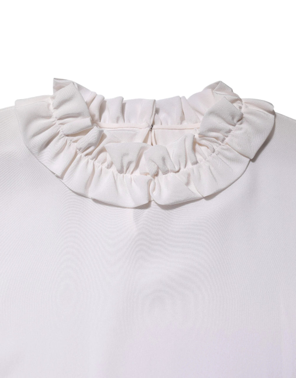 Dolce & Gabbana White Ruffled Neckline Blouse Pullover Top by Dolce & Gabbana