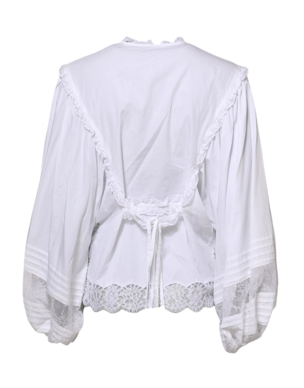 Dolce & Gabbana White Ruffled Lace Embellished Blouse Top by Dolce & Gabbana