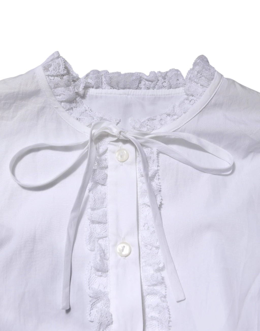 Dolce & Gabbana White Ruffled Lace Embellished Blouse Top by Dolce & Gabbana