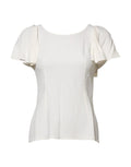 Dolce & Gabbana White Round Neck Short Sleeves Blouse Top by Dolce & Gabbana