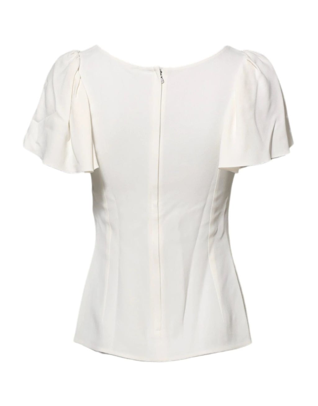 Dolce & Gabbana White Round Neck Short Sleeves Blouse Top by Dolce & Gabbana