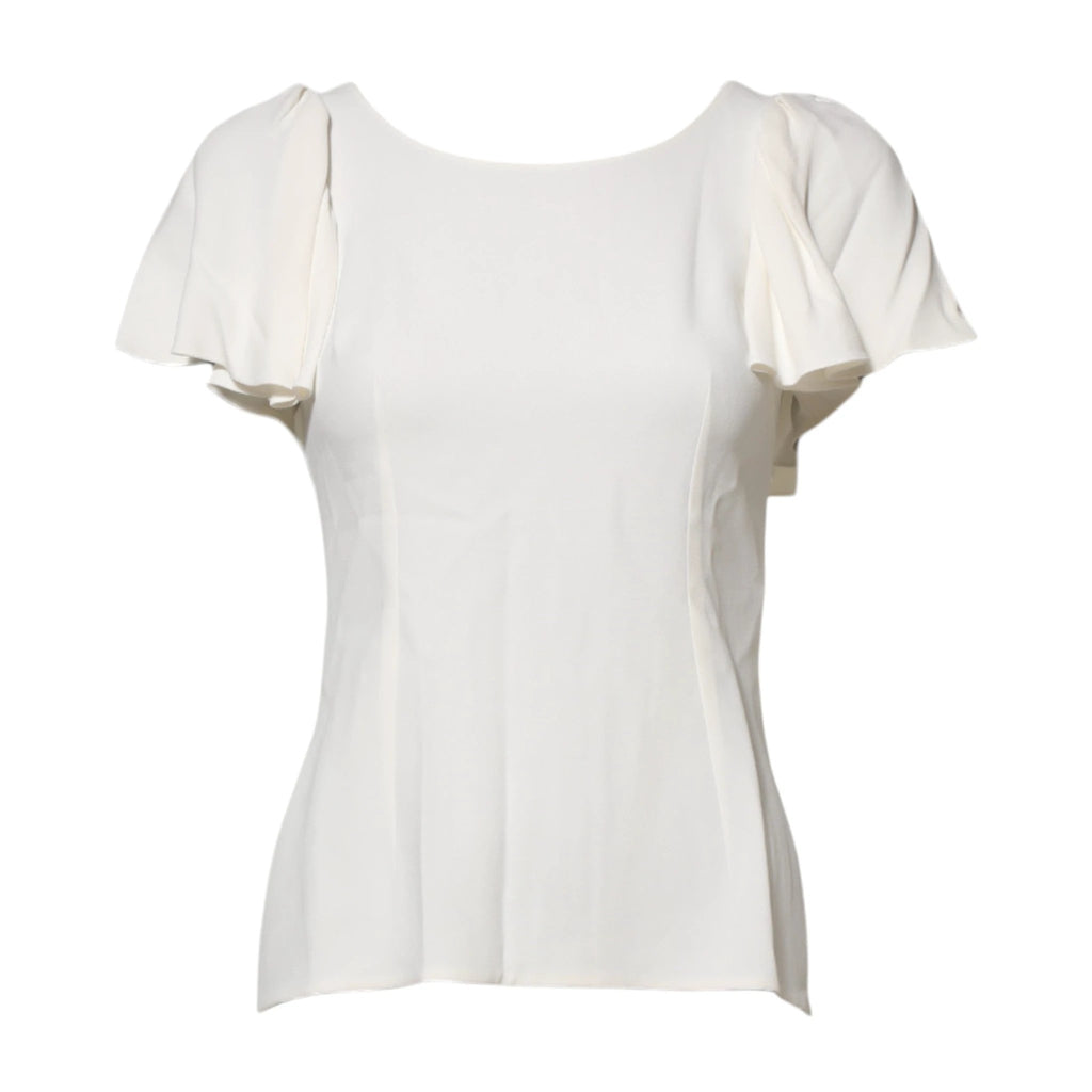 Dolce & Gabbana White Round Neck Short Sleeves Blouse Top by Dolce & Gabbana