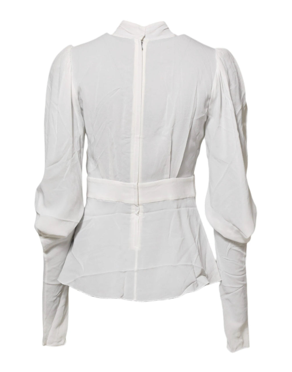Dolce & Gabbana White Viscose Ascot Collar Long Sleeves Top by Dolce & Gabbana